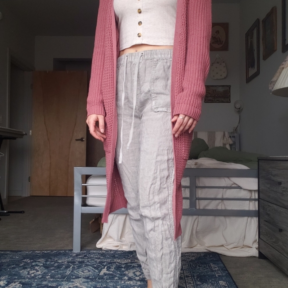 Long Mauve Pink Knit Cardigan Love by Chesley - Picture 4 of 8